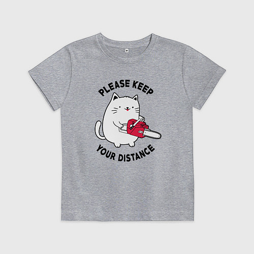Детская футболка Белый кот с пилой / Меланж – фото 1