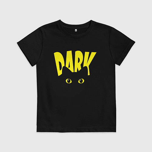 Детская футболка Черный кот - светящиеся глаза / Черный – фото 1