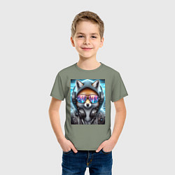 Футболка хлопковая детская Urban fox - ai art, цвет: авокадо — фото 2