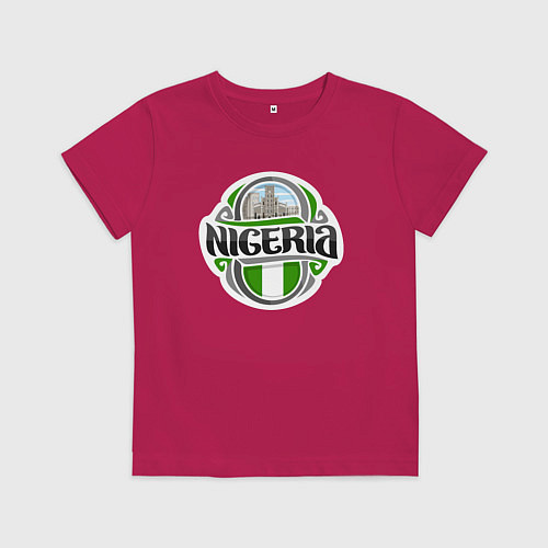 Детская футболка Нигерия / Маджента – фото 1