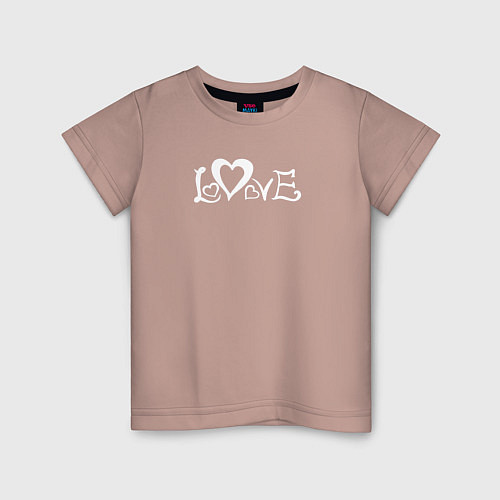 Детская футболка Love с маленькими сердечками / Пыльно-розовый – фото 1
