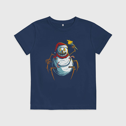 Детская футболка Паук снеговик / Тёмно-синий – фото 1