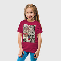 Футболка хлопковая детская Нана Осаки коллаж, цвет: маджента — фото 2