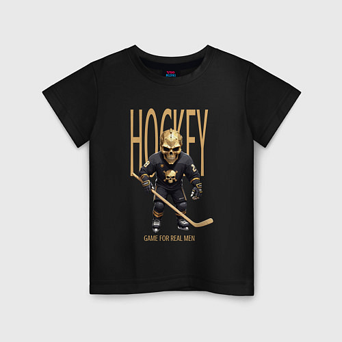 Детская футболка Хоккеист в маске черепа / Черный – фото 1