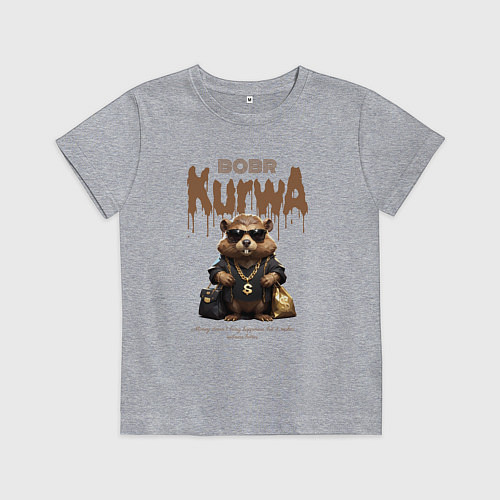 Детская футболка Бобер курва в очках в деньгах и золоте / Меланж – фото 1