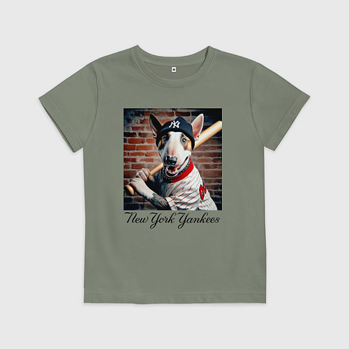 Детская футболка Bull terrier - New York yankees baseball team / Авокадо – фото 1