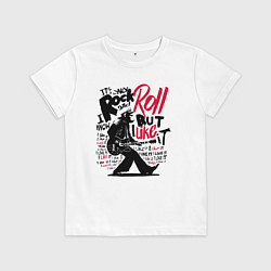 Футболка хлопковая детская Шимпанзе играет рок-н-рол, цвет: белый