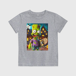 Футболка хлопковая детская Зомби Барт Симпсон - нейросеть, цвет: меланж