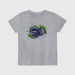 Футболка хлопковая детская Чернослив пиксель арт, цвет: меланж
