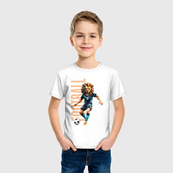 Футболка хлопковая детская Львиный футбол, цвет: белый — фото 2