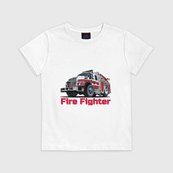 Футболка хлопковая детская Fire fighter, цвет: белый