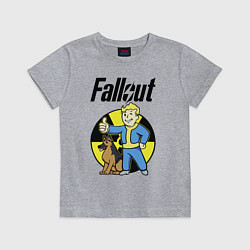 Футболка хлопковая детская Vault boy and dog, цвет: меланж