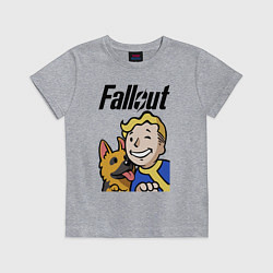 Футболка хлопковая детская Vault boy and shepherd, цвет: меланж