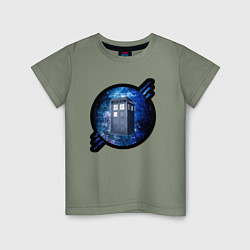 Футболка хлопковая детская Tardis in space, цвет: авокадо