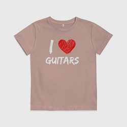 Футболка хлопковая детская Я люблю гитары, цвет: пыльно-розовый