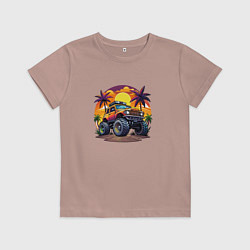Футболка хлопковая детская Машина монстр 4х4, цвет: пыльно-розовый