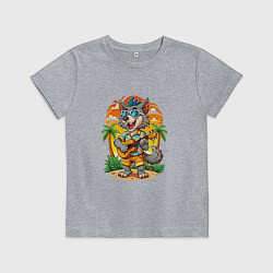 Детская футболка Волк с гитарой и жаркое лето