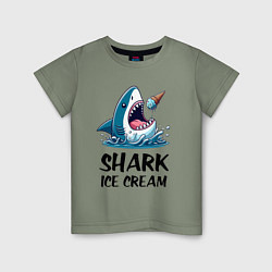 Футболка хлопковая детская Shark ice cream - ai art, цвет: авокадо
