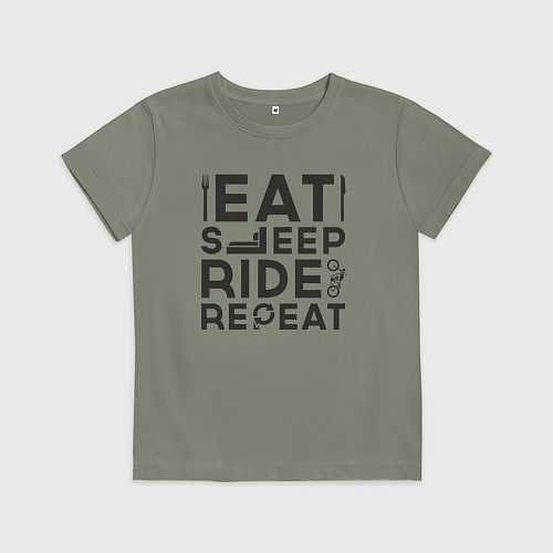 Детская футболка Eat sleep ride repeat / Авокадо – фото 1