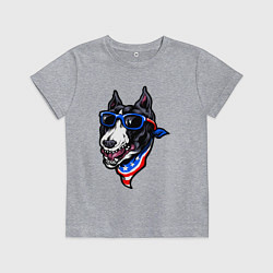 Футболка хлопковая детская Американский пёсик, цвет: меланж