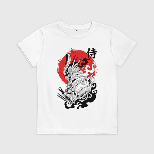 Детская футболка Самурай в маске Хання / Белый – фото 1