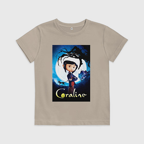 Детская футболка Coraline Jones and cat / Миндальный – фото 1