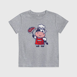 Футболка хлопковая детская Коровка повар, цвет: меланж