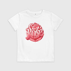 Футболка хлопковая детская Роза с надписью, цвет: белый