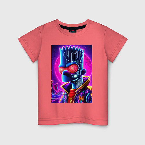 Детская футболка Cool Bart Simpson - neon glow / Коралловый – фото 1