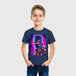 Футболка хлопковая детская Cool Bart Simpson - neon glow, цвет: тёмно-синий — фото 2
