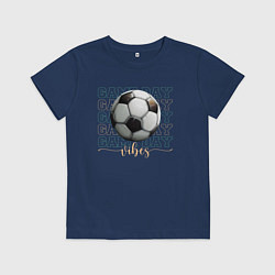 Футболка хлопковая детская Игра с мячом - vibes, цвет: тёмно-синий