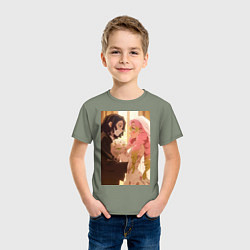 Футболка хлопковая детская Клинок, рассекающий демонов Обанай Игуро, цвет: авокадо — фото 2