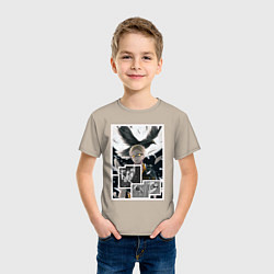 Футболка хлопковая детская Цукишима: Волейбол - Haikyuu, цвет: миндальный — фото 2