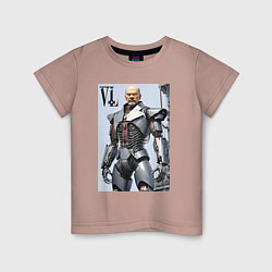 Футболка хлопковая детская Vladimir Lenin - cyberpunk fantasy, цвет: пыльно-розовый