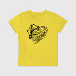 Футболка хлопковая детская Новогодний змей в колпаке, цвет: желтый