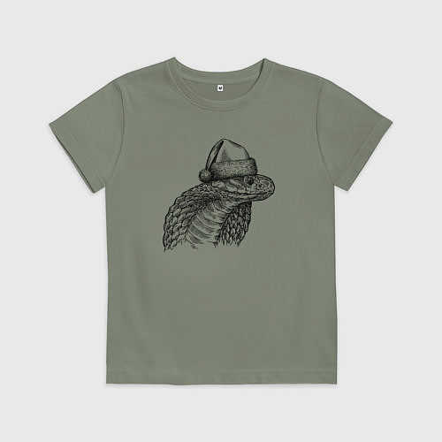 Детская футболка Голова новогодней кобры / Авокадо – фото 1