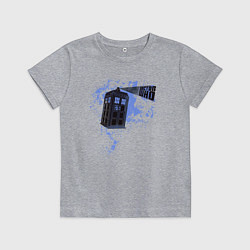 Футболка хлопковая детская Полёт тардиса, цвет: меланж