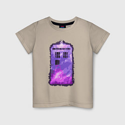 Футболка хлопковая детская Violet tardis, цвет: миндальный