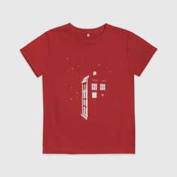 Футболка хлопковая детская Тардис в звёздах, цвет: красный
