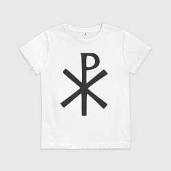 Футболка хлопковая детская Хризма Лабарум Рима - сим победиши, цвет: белый