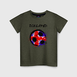 Футболка хлопковая детская Сборная Исландии, цвет: меланж-хаки