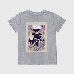 Футболка хлопковая детская Магическая битва Сатору Годзё арт повязка, цвет: меланж