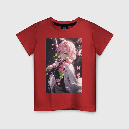 Детская футболка Клинок, рассекающий демонов Мицури Канродзи столп / Красный – фото 1