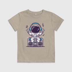 Футболка хлопковая детская Music spaceman, цвет: миндальный