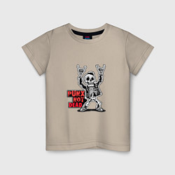 Футболка хлопковая детская Череп с козой punks not dead, цвет: миндальный