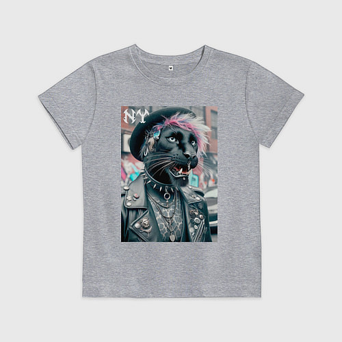 Детская футболка Чувак модная пантера из Нью-Йорка / Меланж – фото 1