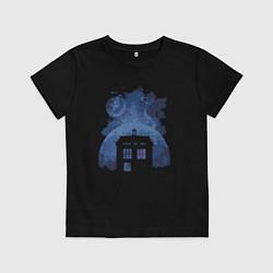 Футболка хлопковая детская Небесный тардис, цвет: черный