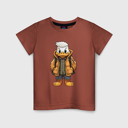 Детская футболка Утёнок в тёплой куртке / Кирпичный – фото 1