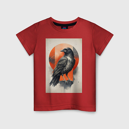 Детская футболка Силуэт черной ворон / Красный – фото 1
