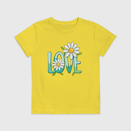 Детская футболка Любовь и ромашки / Желтый – фото 1